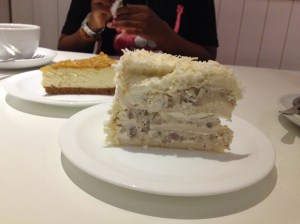 Back: Macadamia cheesecake. Front: Ube yam