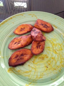 Very messy plate. This is plantain fried with palm oil.