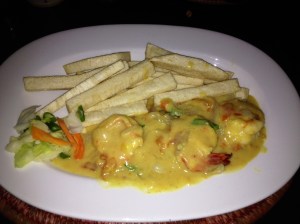 prawns and fried yam