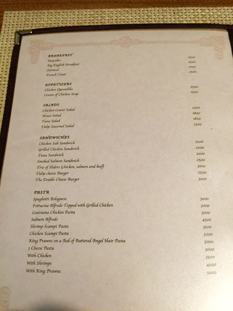 tulip menu