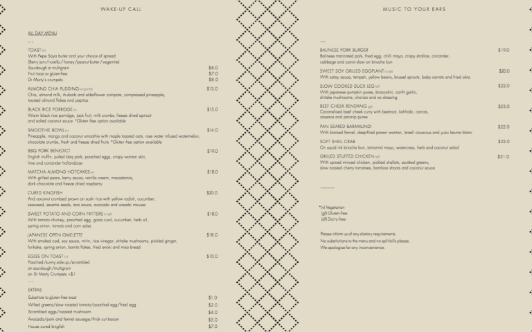 Operator 25 Food Menu