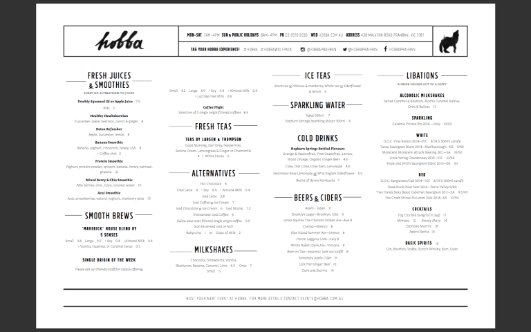 Hobba Menu 1